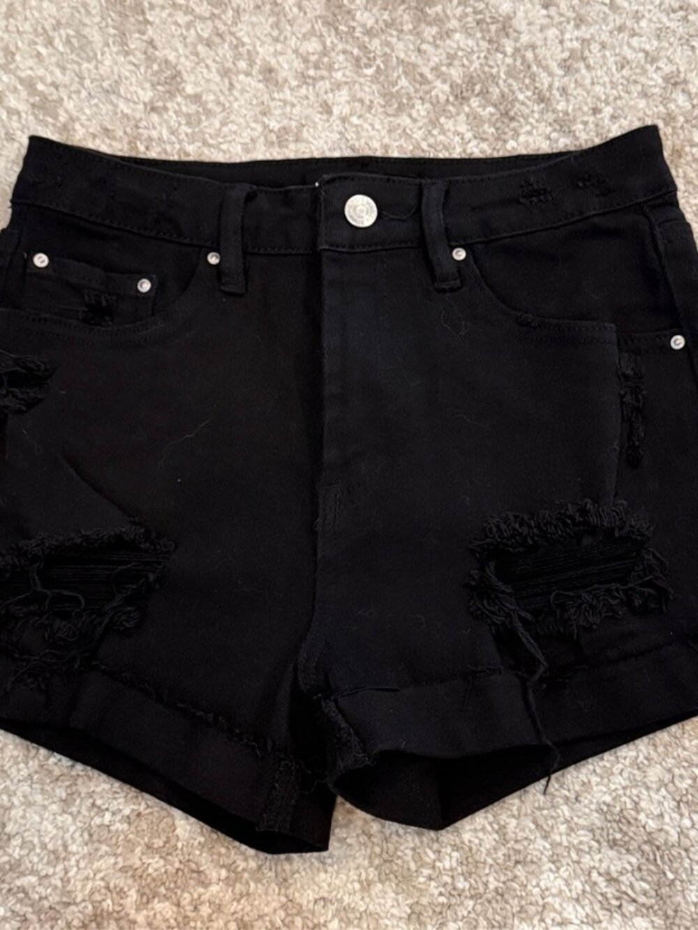 Almost Famous Black Ripped Denim Shorts - Size 3 - Like New